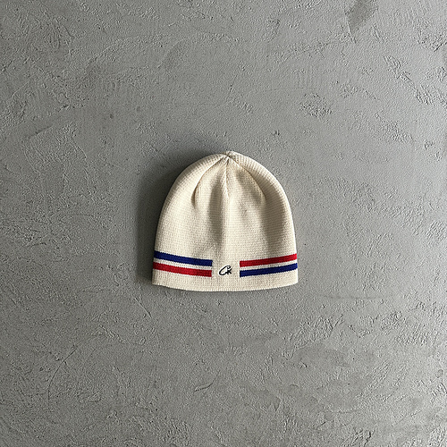 55¥ knit stripe beanie -off white 