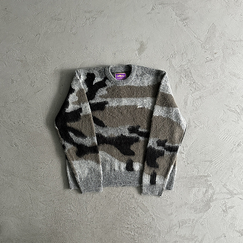 185¥ Mohair kmit sweater deep ocean camo 