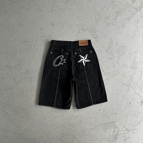 215¥denim shorts jeans-black 