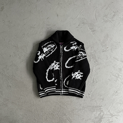 265¥heavy knit jacquard sweater 