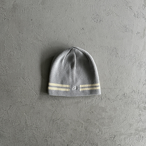 55¥ knit stripe beanie -gray 