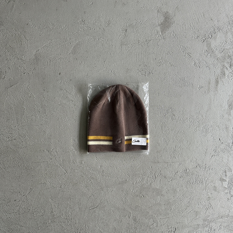 55¥ knit stripe beanie -brown | Yupoo - Image 3