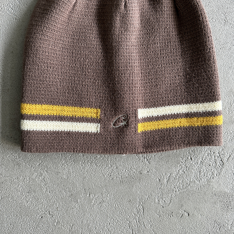 55¥ knit stripe beanie -brown | Yupoo - Image 6