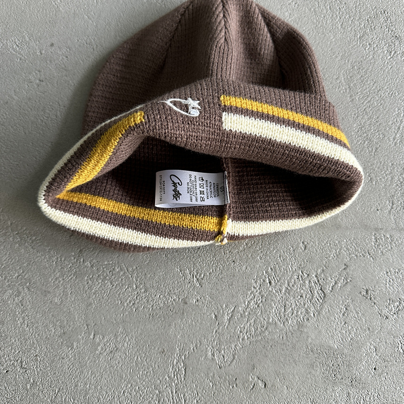 55¥ knit stripe beanie -brown | Yupoo - Image 7