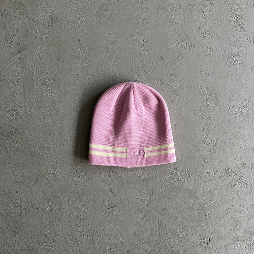 55¥ knit stripe beanie -pink 