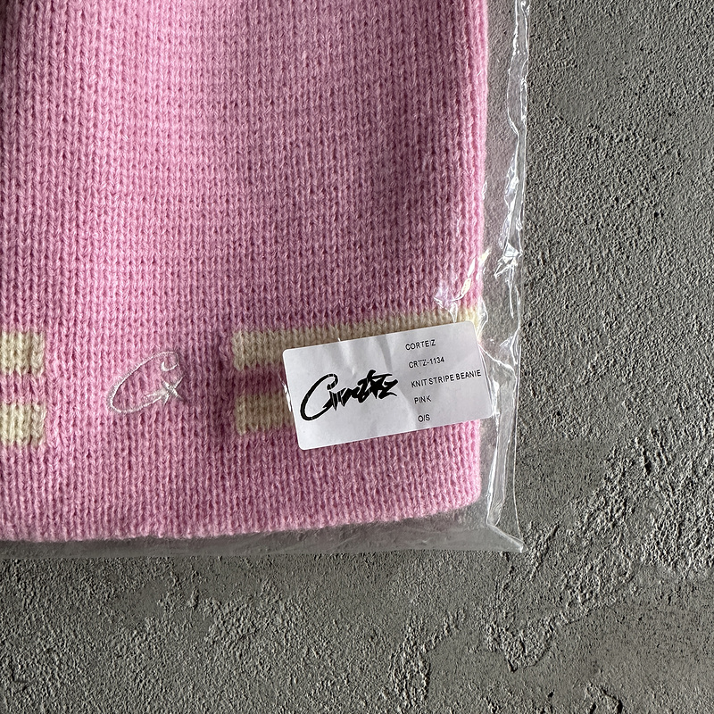55¥ knit stripe beanie -pink | Yupoo - Image 4