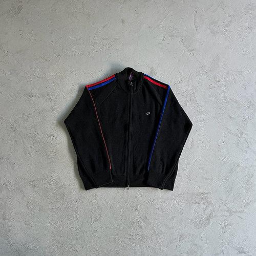238¥Knit zip up fleece- Black 