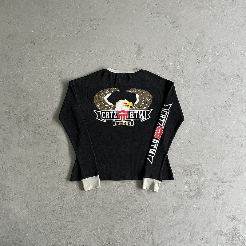 135¥ Eagle Print Waffle Long-sleeve-Black | Yupoo - Image 14