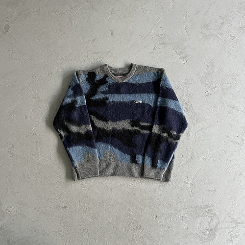 185¥ Mohair kmit sweater deep ocean camo 
