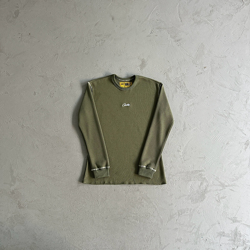 135¥ Waffle C Stars Long Sleeve-Army Green 