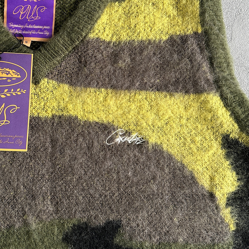 165¥ Mohair Knit Green Yellow Brown Camo Sweater Vest | Yupoo - Image 8