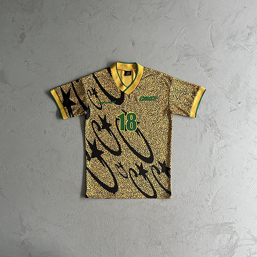 125¥ yellow and black all-over printed football uniform