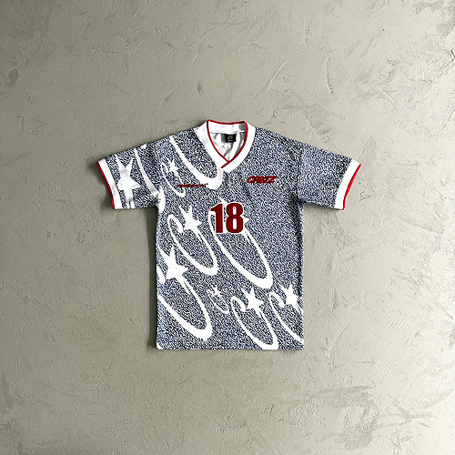 125¥ Blue and white all-over printed football uniform 