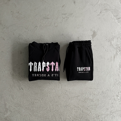 252¥ decoded chenille hoodie tracksuit-black pink