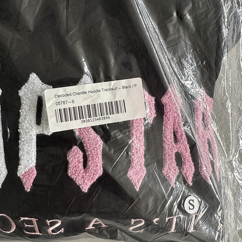 252¥ decoded chenille hoodie tracksuit-black pink | Yupoo - Image 6