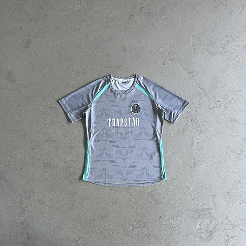 84¥ football t shirts-grey/sea blue 