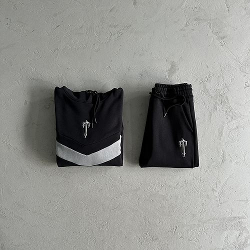 252¥ v etripe hoodie tracksuit-black/grey 