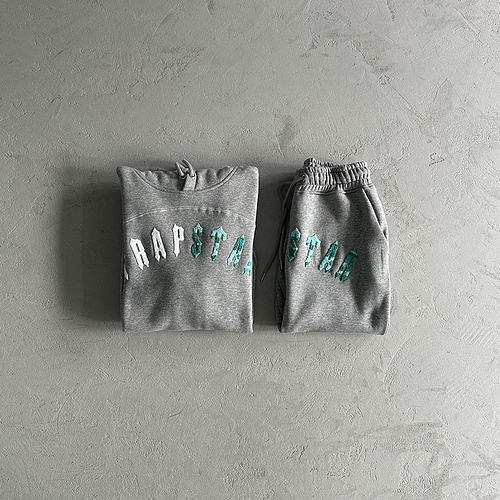 252¥ irongate chenille arch hoodie tracksuit  Grey/sea blue 