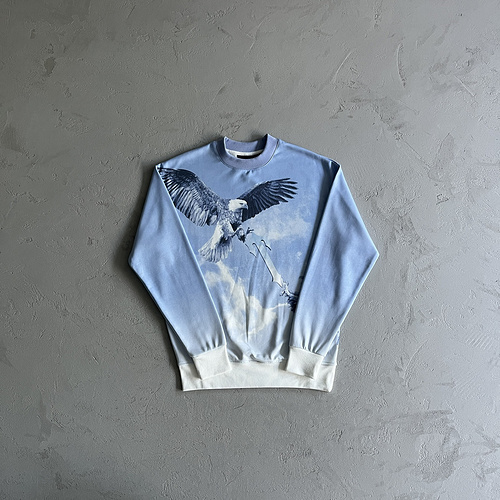 111¥ eagle crewneck-blue white 