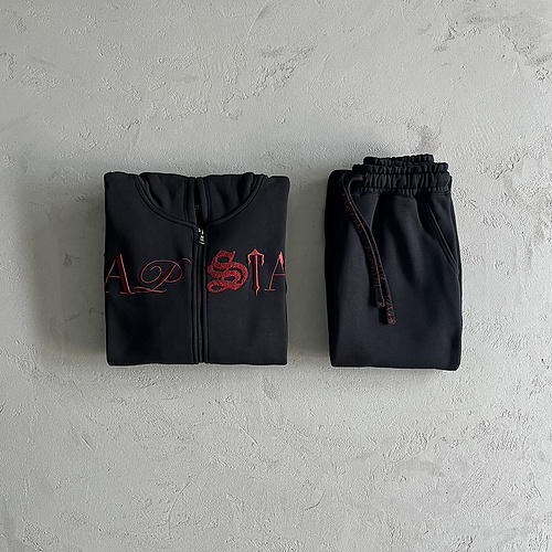 266¥ SCRIP ZIP-THOUGH HOODIE TRACKSUIT-BLACK	/ZINFANDEL 