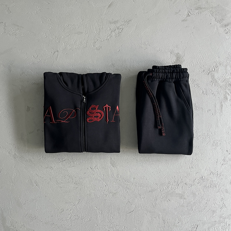266¥ SCRIP ZIP-THOUGH HOODIE TRACKSUIT-BLACK	/ZINFANDEL | Yupoo - Image 7