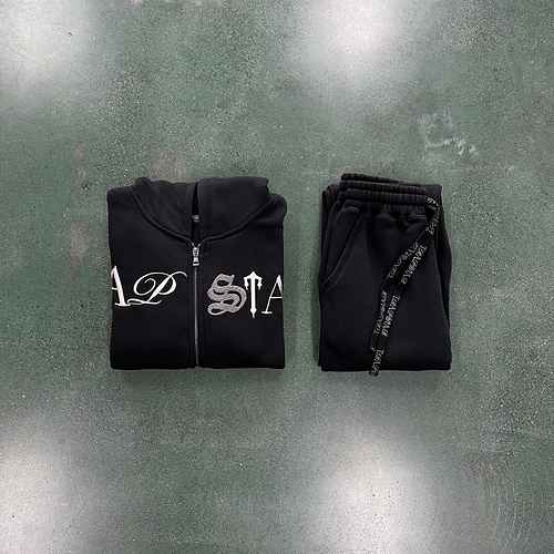 266¥ SCRIP ZIP THROUGH TRACKSUIT-BLACK WASHED 