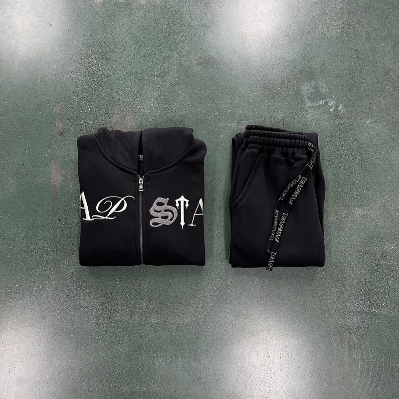 266¥ SCRIP ZIP THROUGH TRACKSUIT-BLACK WASHED | Yupoo - Image 7