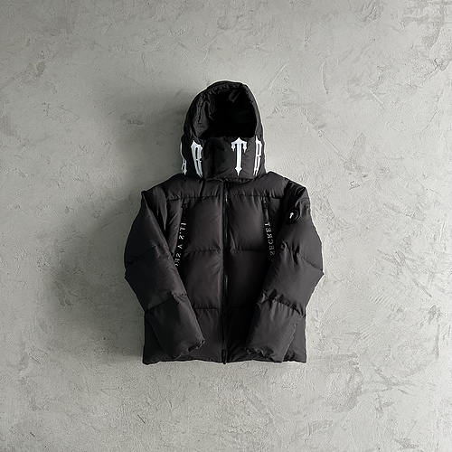 293¥ lrongate collar puffer-black /white