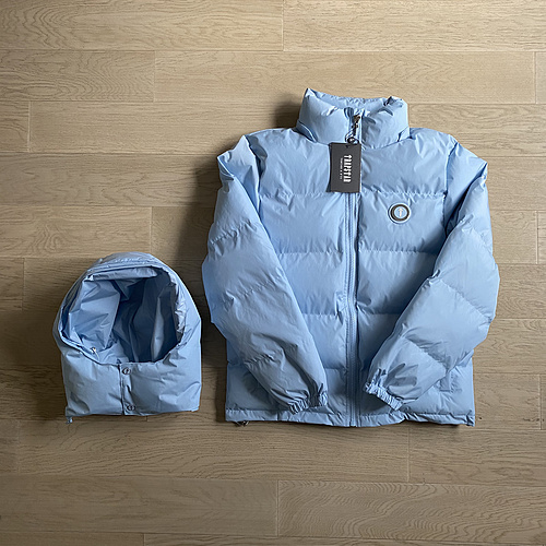 293¥  DETACHABLE HOODED PUFFER JACKET - ICE BLUE 