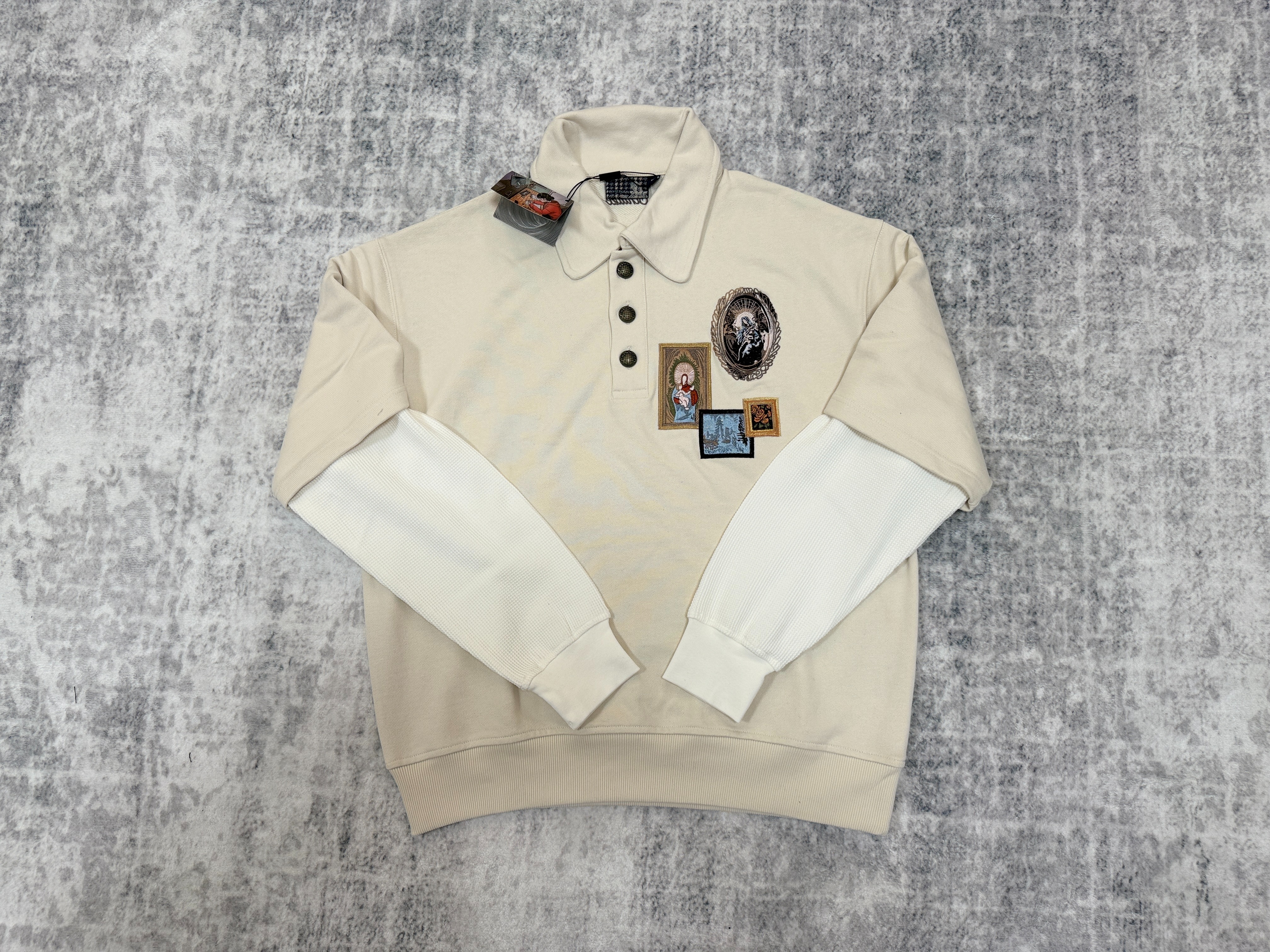 der long sleeve polo beige