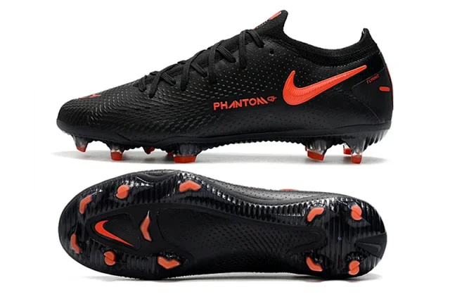 Nike Phantom Elite GT FG Soccer Cleats Black Dark Smoke Grey Chile Red